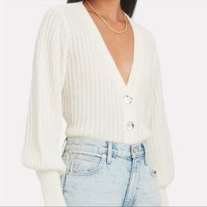 INTERMIX Ella Jewel Cardigan Wool Ivory 
Sweater Size Small